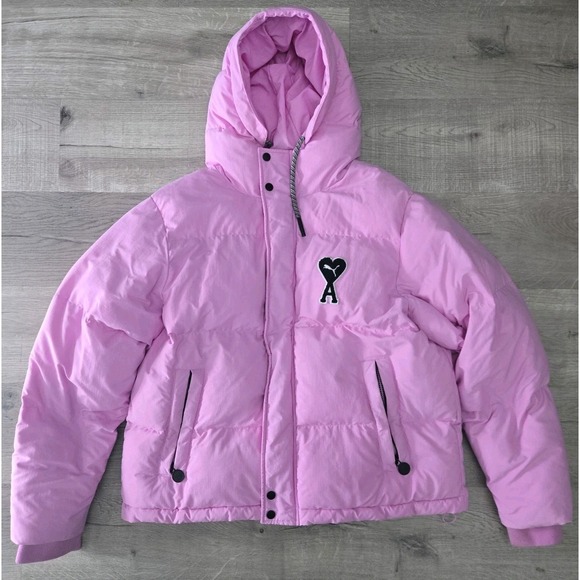 Puma Jackets & Blazers - Puma Ami Puffer Jacket Hoodie Large PInk Zip Winter Ski Outdoors Size Small